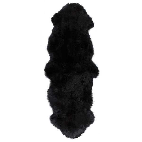 Palacedesigns 2 x 2 x 6 in. New Zealand Double Sheepskin Rug Black PA2479197 - main